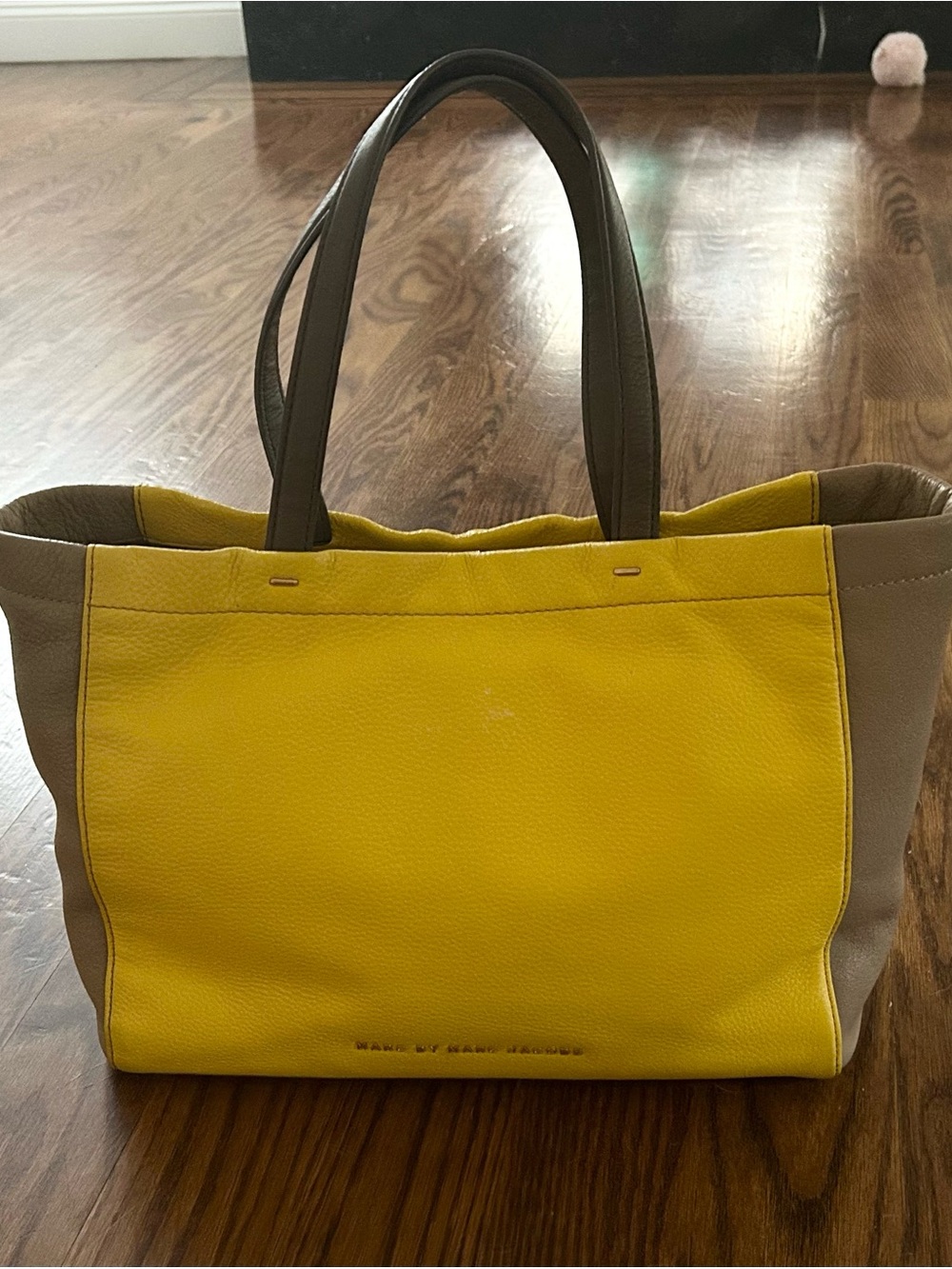 Marc by Marc Jacobs Yellow Leather Tote with Taupe Trim